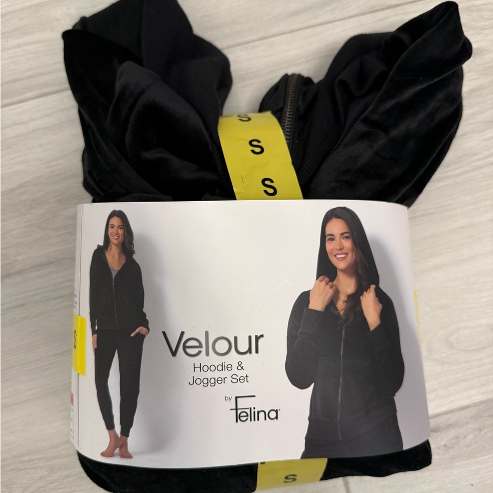 Felina Black Velour Hoodie & Jogger Set